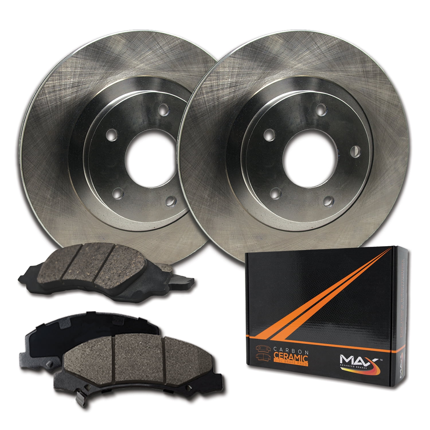 Max Brakes Premium OE Rotors with Carbon Ceramic Pads KT084142 Rear
